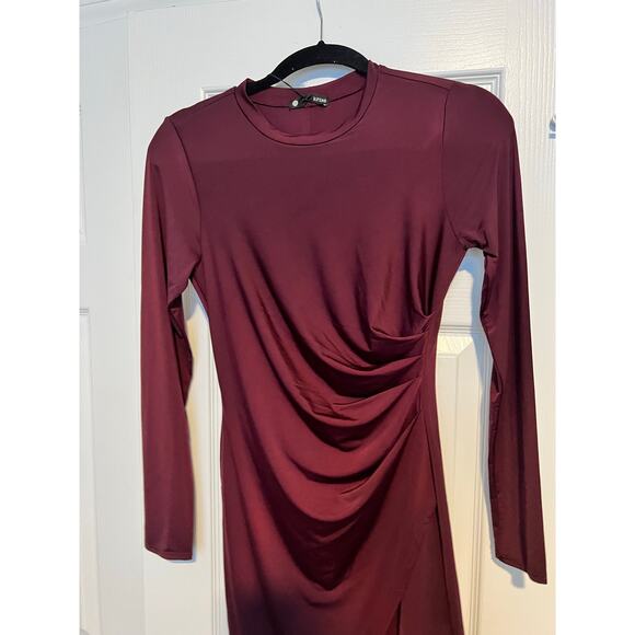 Krisa Wrap Long Sleeve Ruched Waist Mini Dress NWT Size XS - Picture 3 of 8